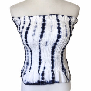 Style Envy Tube Top White & Navy Tie-Dye NWT